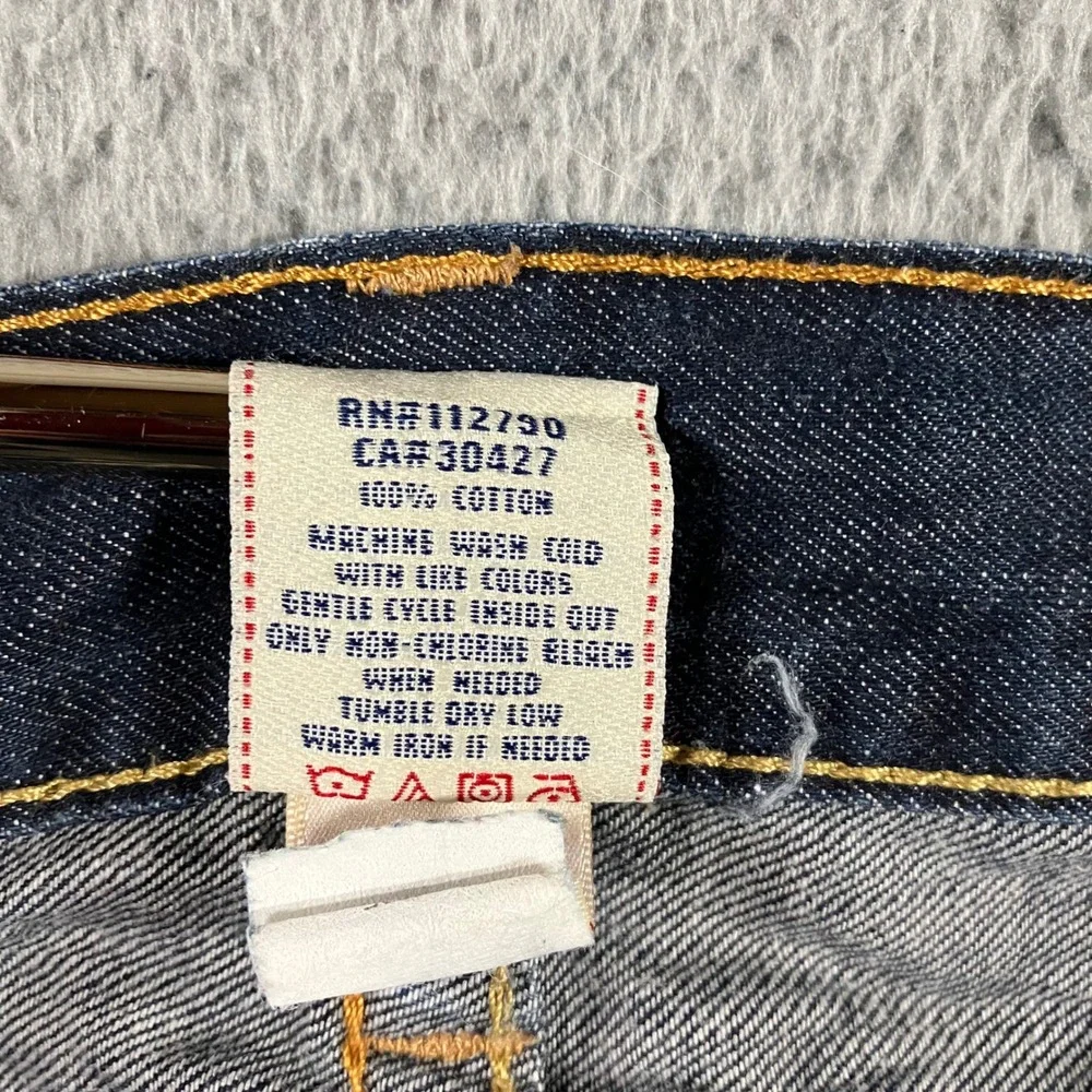 VTG True Religion Bootcut Jeans Men 31 Blue Logo Flap Pocket USA Fit‎ 32x28